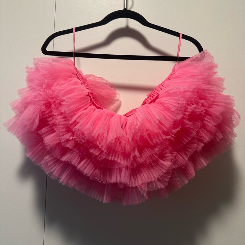 Noelle Ruffled Tulle Top in Pink